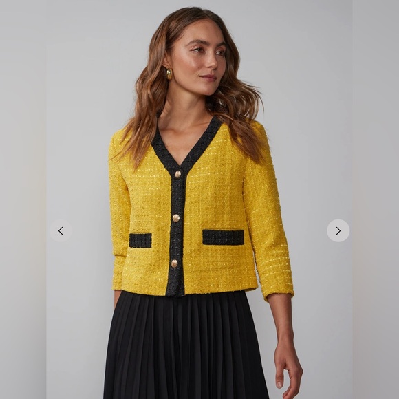 New York & Company Jackets & Blazers - Ny&Company Yellow Black Plus size Women’s Tweed Jacket Blazer Fall Jacket XXL
